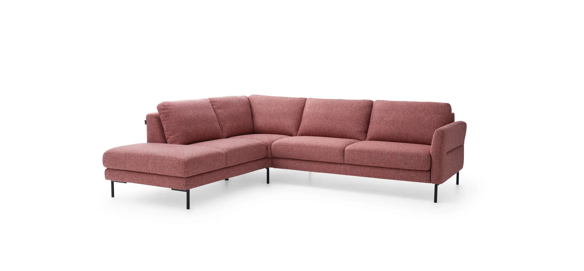 Ecksofa  Enna - Ecke links mit 3-Sitzer inklusive Sitzvorzug (motorisch), Stoff, Koralle