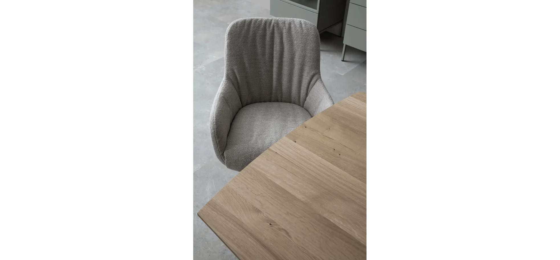 Armlehnstuhl Mis Legere - Boucle, Grau, Stativ, Anthrazit