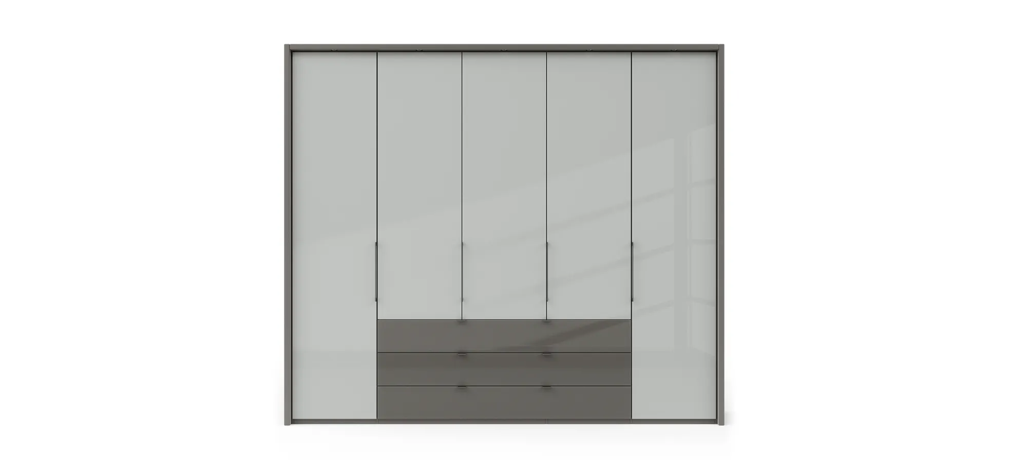 Drehtürenschrank Marbella - B. ca. 257cm, Korpus, Front Glas, Weiß