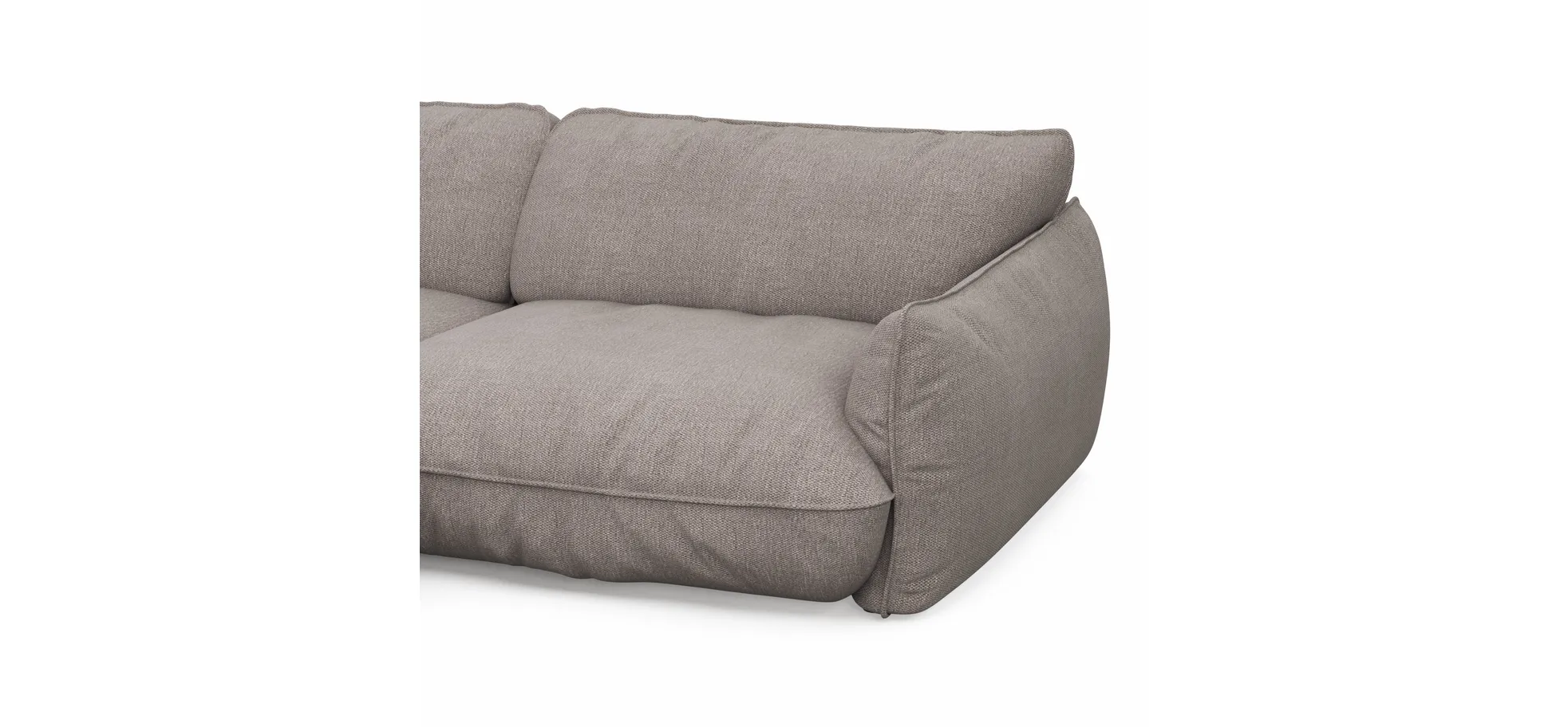 Ecksofa Fluffy - Longchair mit 2,5-Sitzer rechts inkl. Rückenlehne verstellbar, Stoff, Taupe