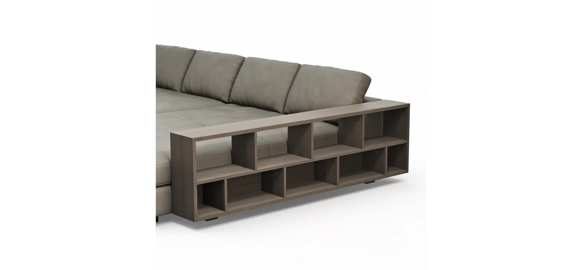 Ecksofa Aprino 1 - 2,5-Sitzer mit Longchair rechts, Leder, Grau