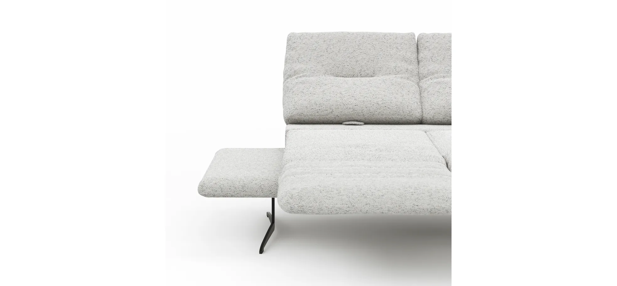 Sofa Lucero 2.0 - 2-Sitzer inkl. Drehsitz, Rollout-Armlehne und Sitztiefe verstellbar, Stoff, Offwhite