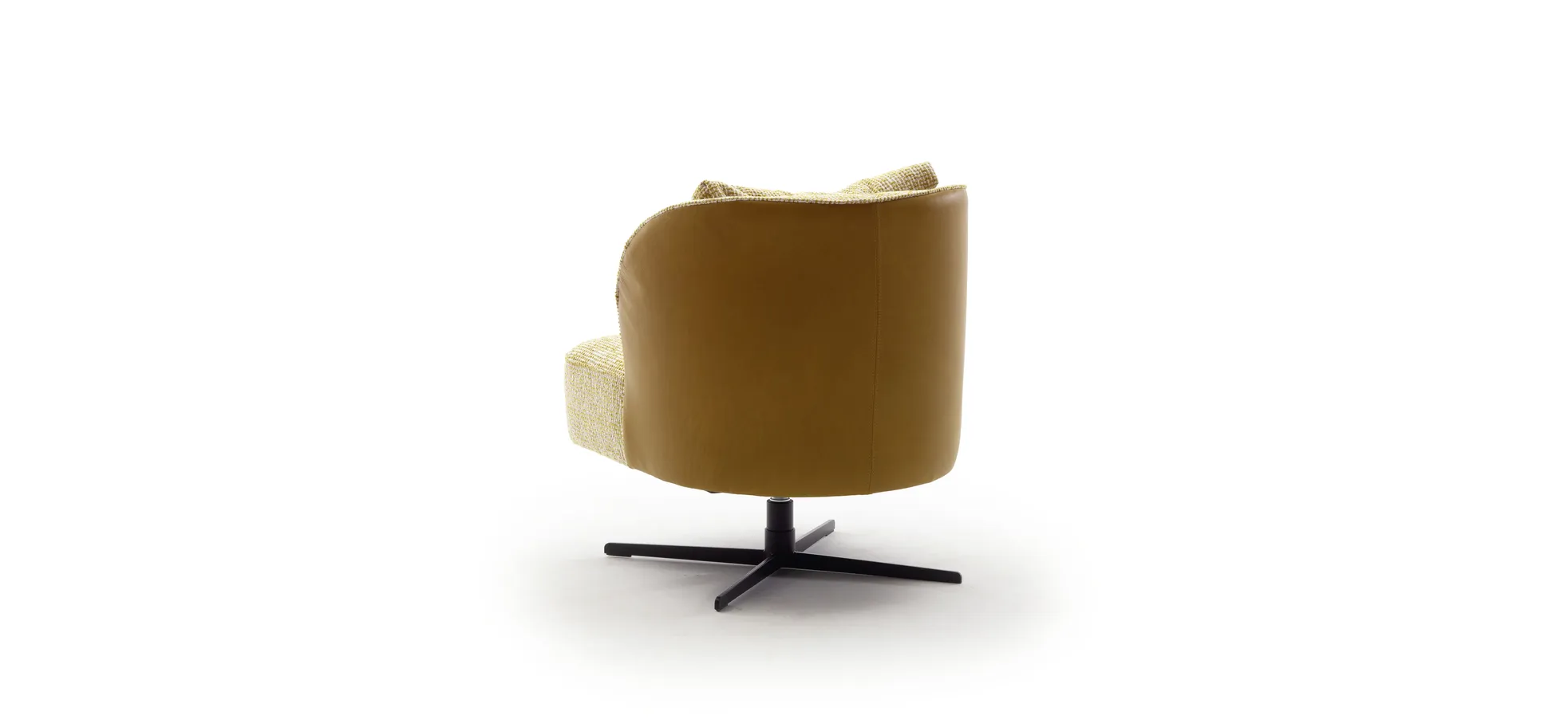 Sessel Cuneo - drehbar, Stoff, Senfgelb, Leder, Senfgelb