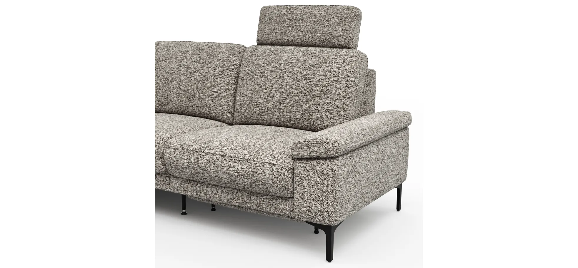 Ecksofa Matero - Ecke mit 2-Sitzer rechts inkl. Relaxfunktion motorisch und Sitzvorzug, Stoff, Graubeige