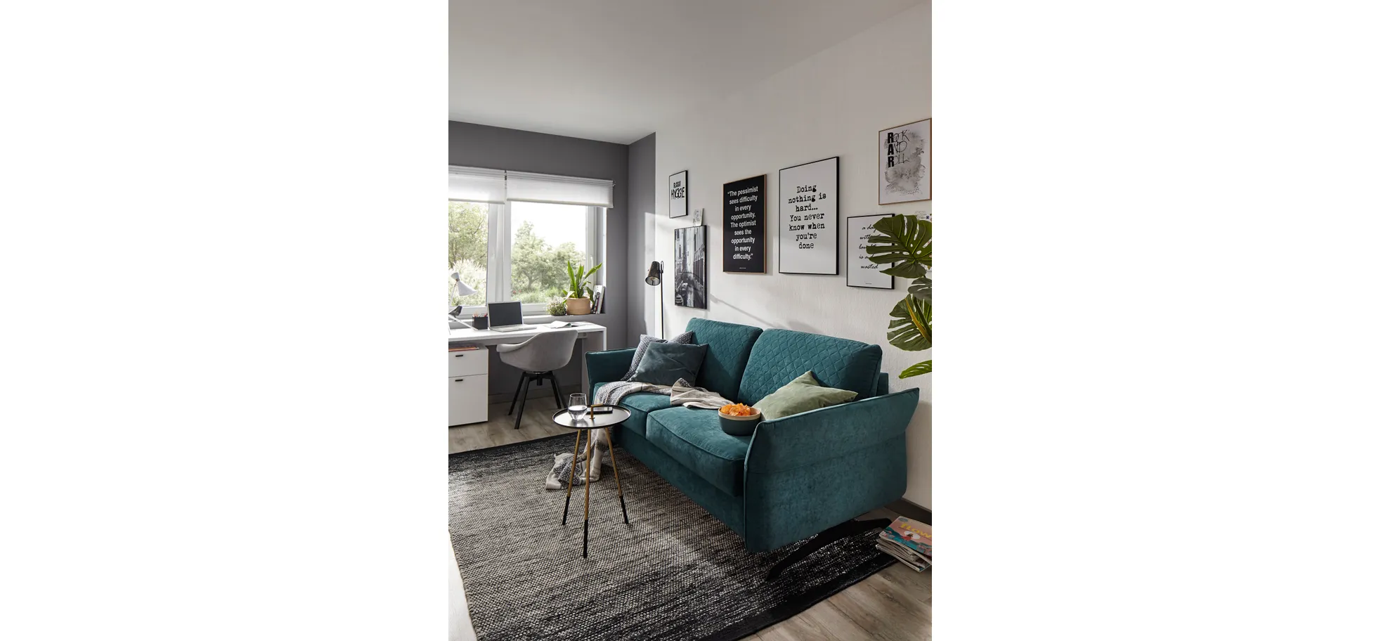 Sofa Melida - 2,5-Sitzer inkl. Schlaffunktion, Stoff, Smaragd