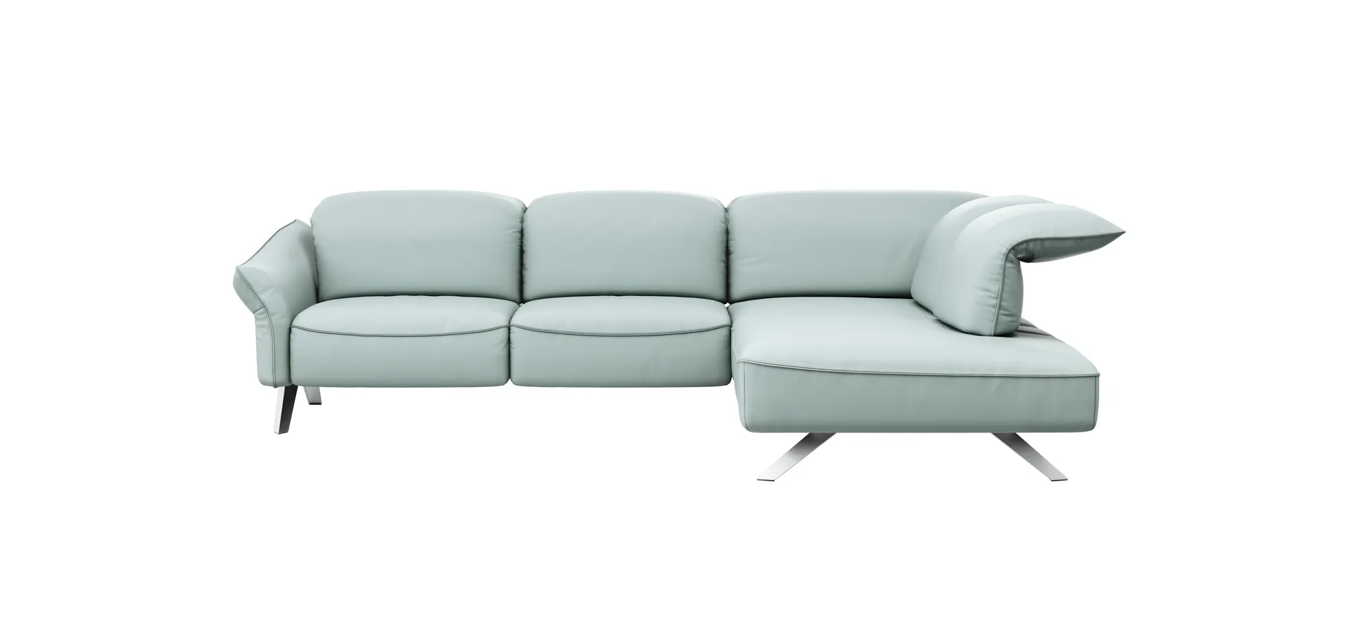 Ecksofa Bormio - 2,5-Sitzer, Ecke rechts, inklusive Kopfteilverstellung, Leder, Jade 120817
