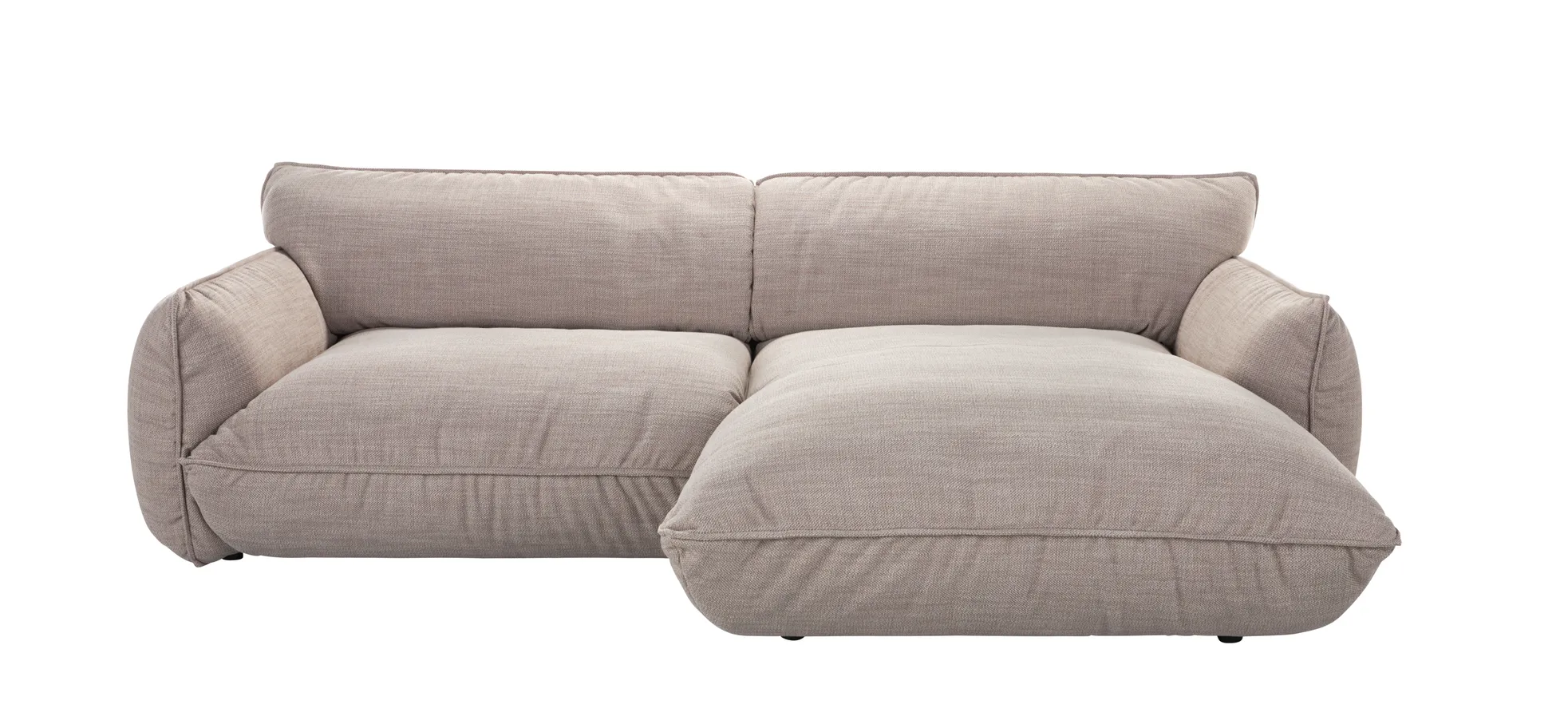 Ecksofa Fluffy - 2,5-Sitzer mit Longchair rechts inkl. Rückenlehne verstellbar, Stoff, Taupe 202292