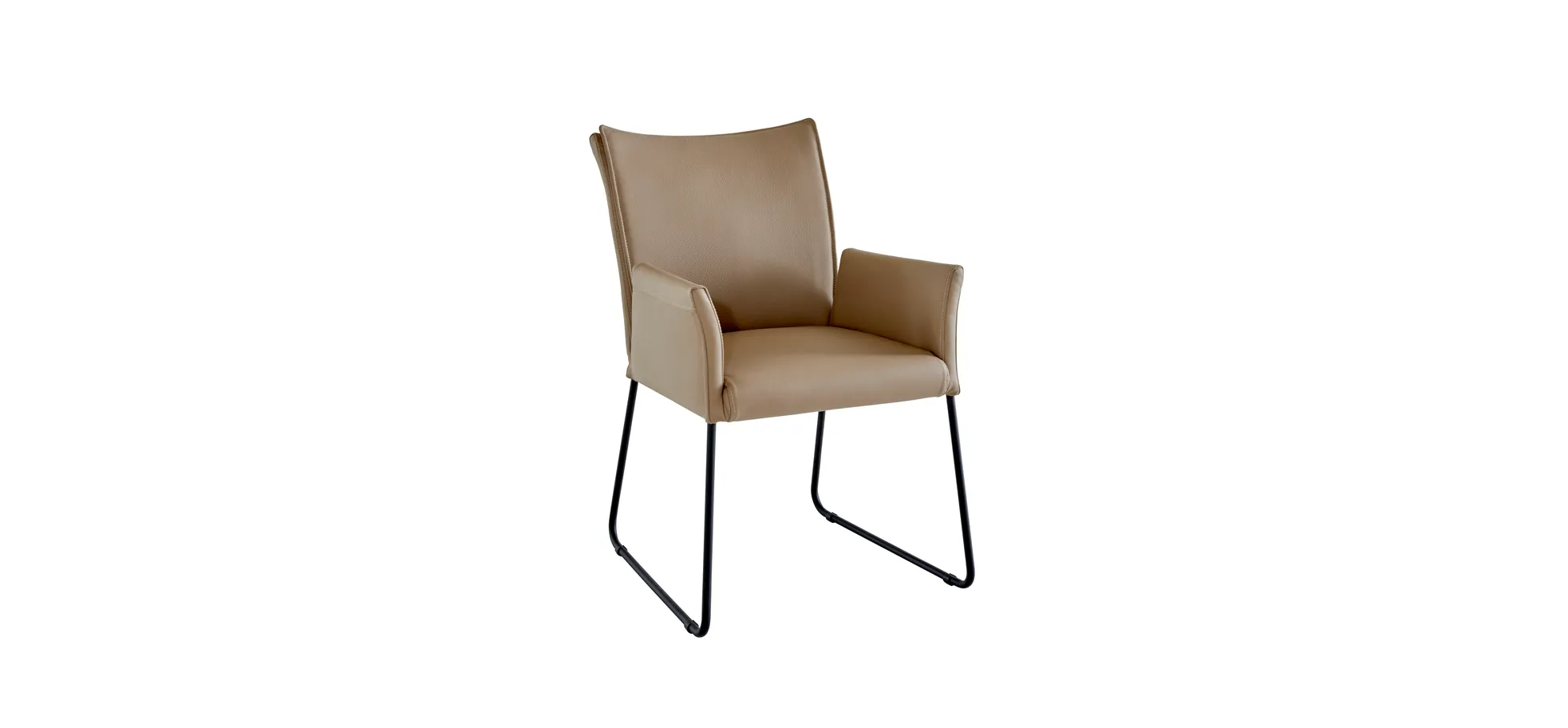 Armlehnstuhl Florea - Leder, Kitt 3027574