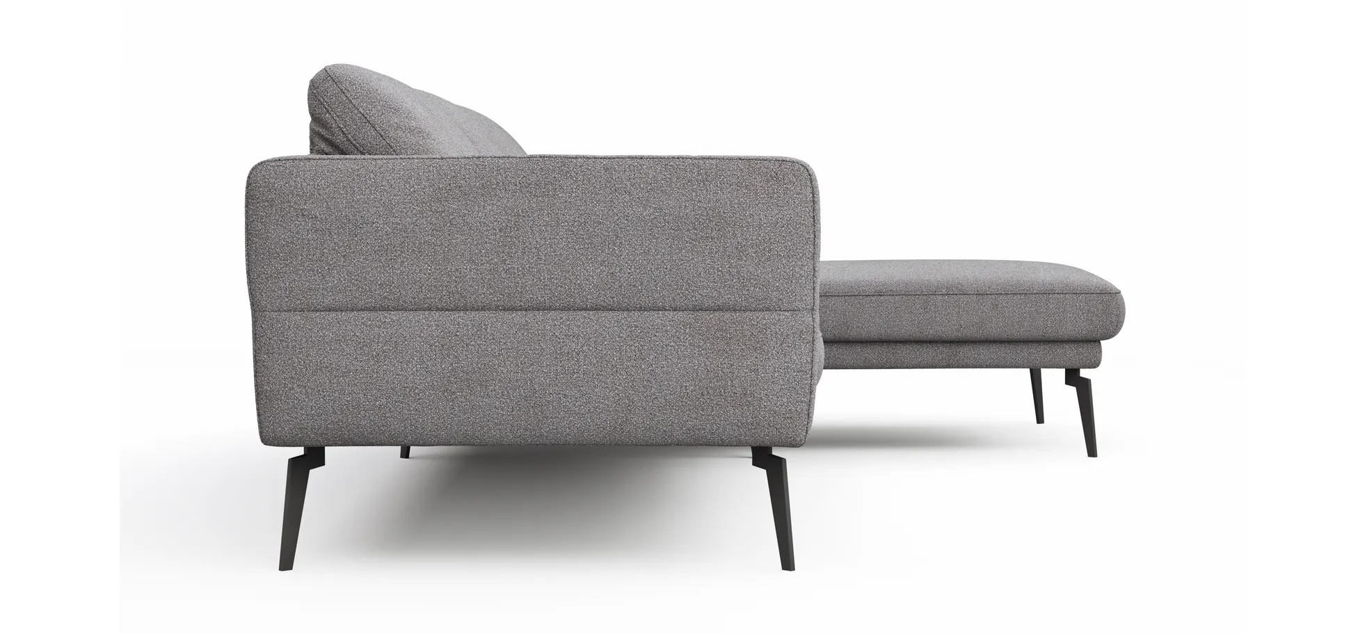 Ecksofa Estrela - 2,5-Sitzer mit Longchair rechts inkl. Rücken-/Armlehnenverstellung, Stoff, Grau