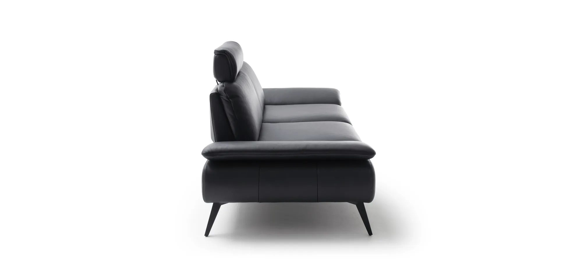 Sofa Collina - 2,5-Sitzer, Leder, Schwarz