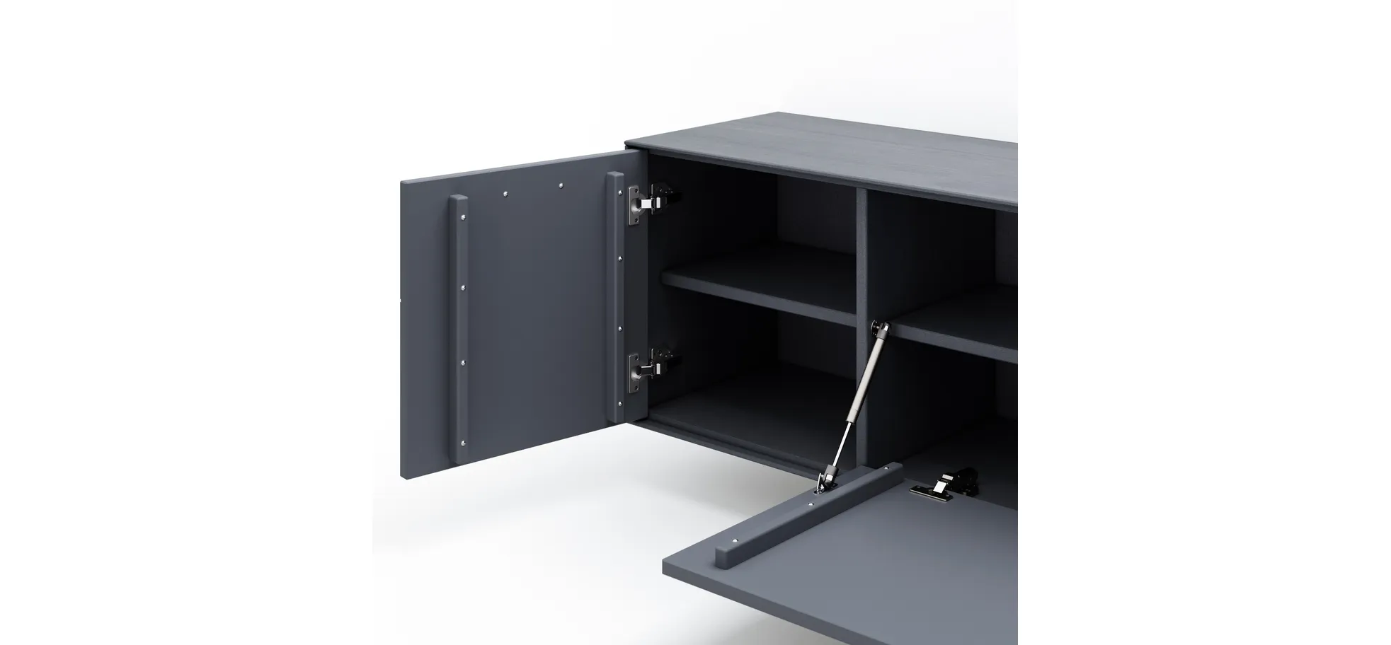 Lowboard Estana - Eiche massiv, Anthrazit 