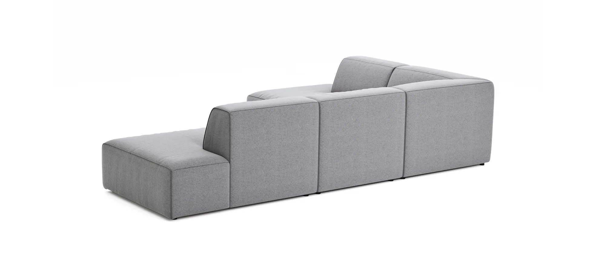 Ecksofa Elementos - Ecke links mit 1-Sitzer und Abschlusselement, Stoff, Grau