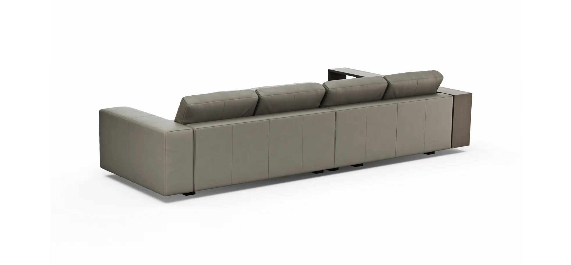 Ecksofa Aprino 1 - Longchair links mit 2,5-Sitzer, Leder, Grau