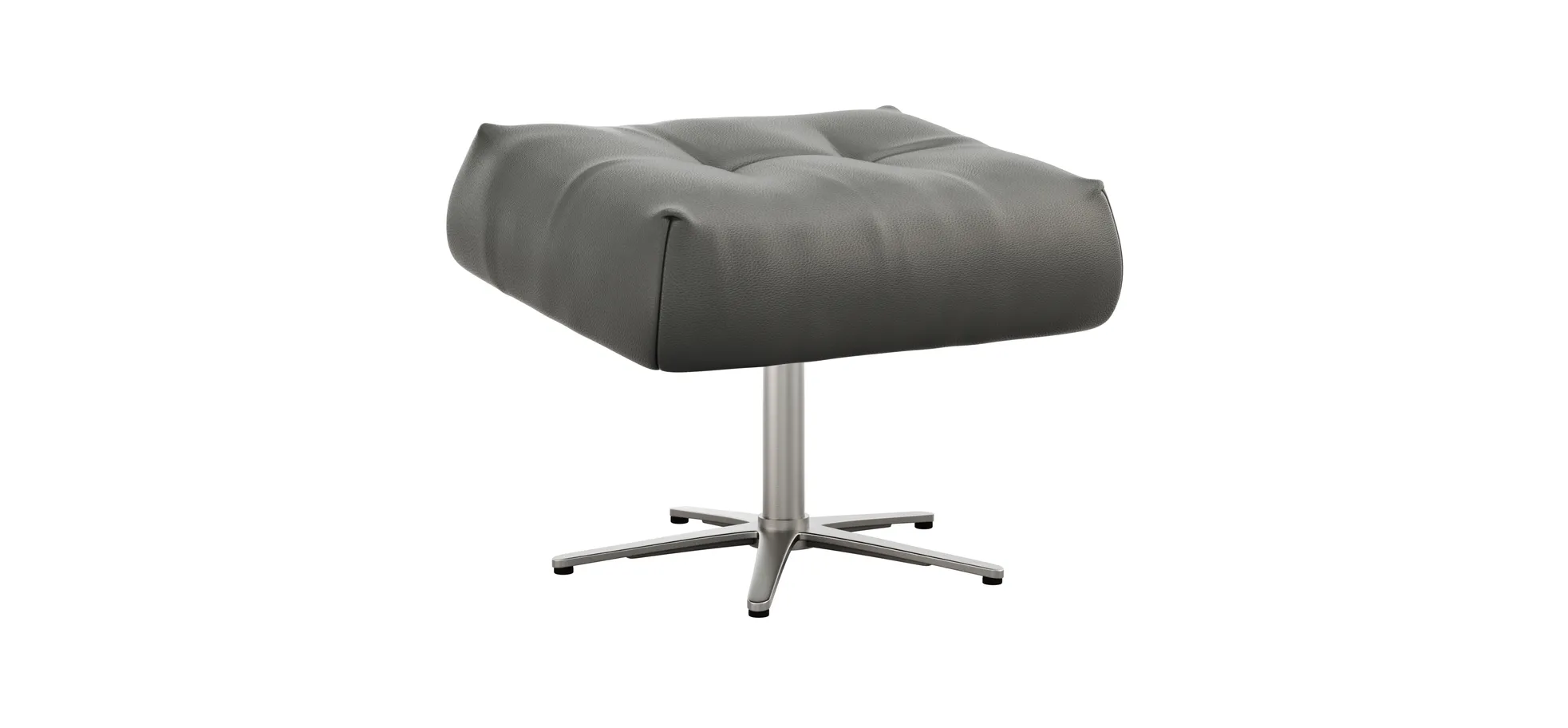 Hocker Terni - Sternfuss, Leder, Grau 115381