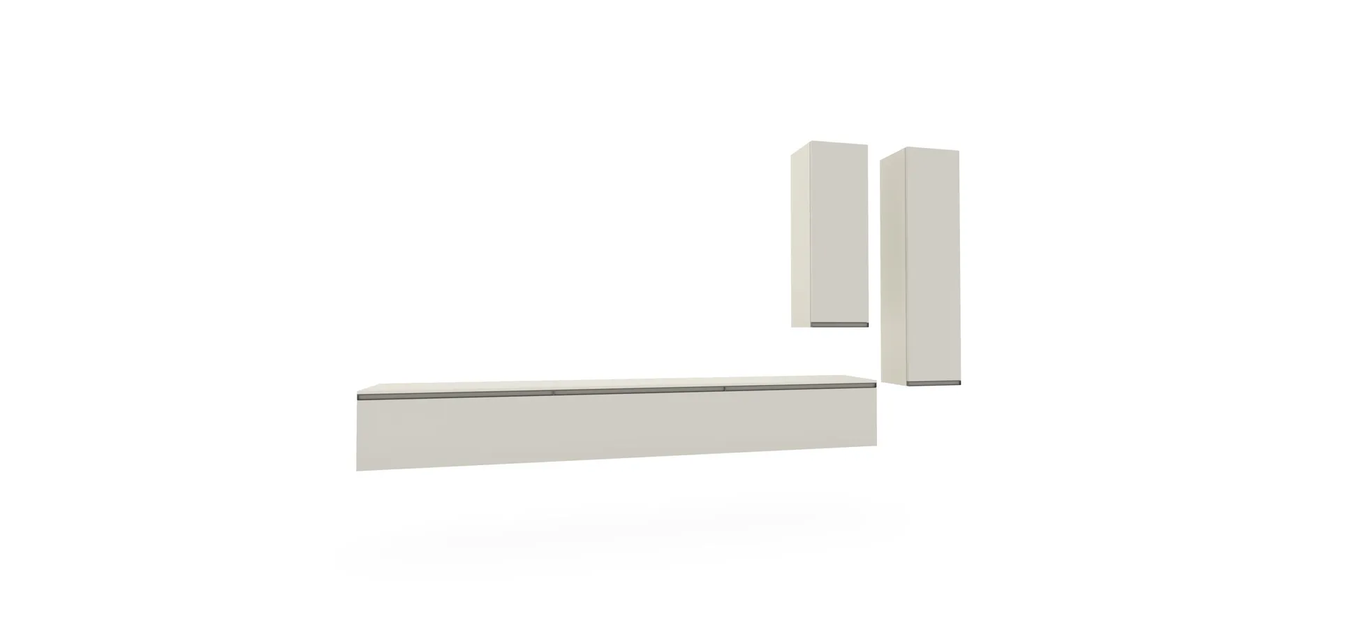 Wohnwand Venzone - B ca. 320 cm, Lack, Hellgrau 3027635
