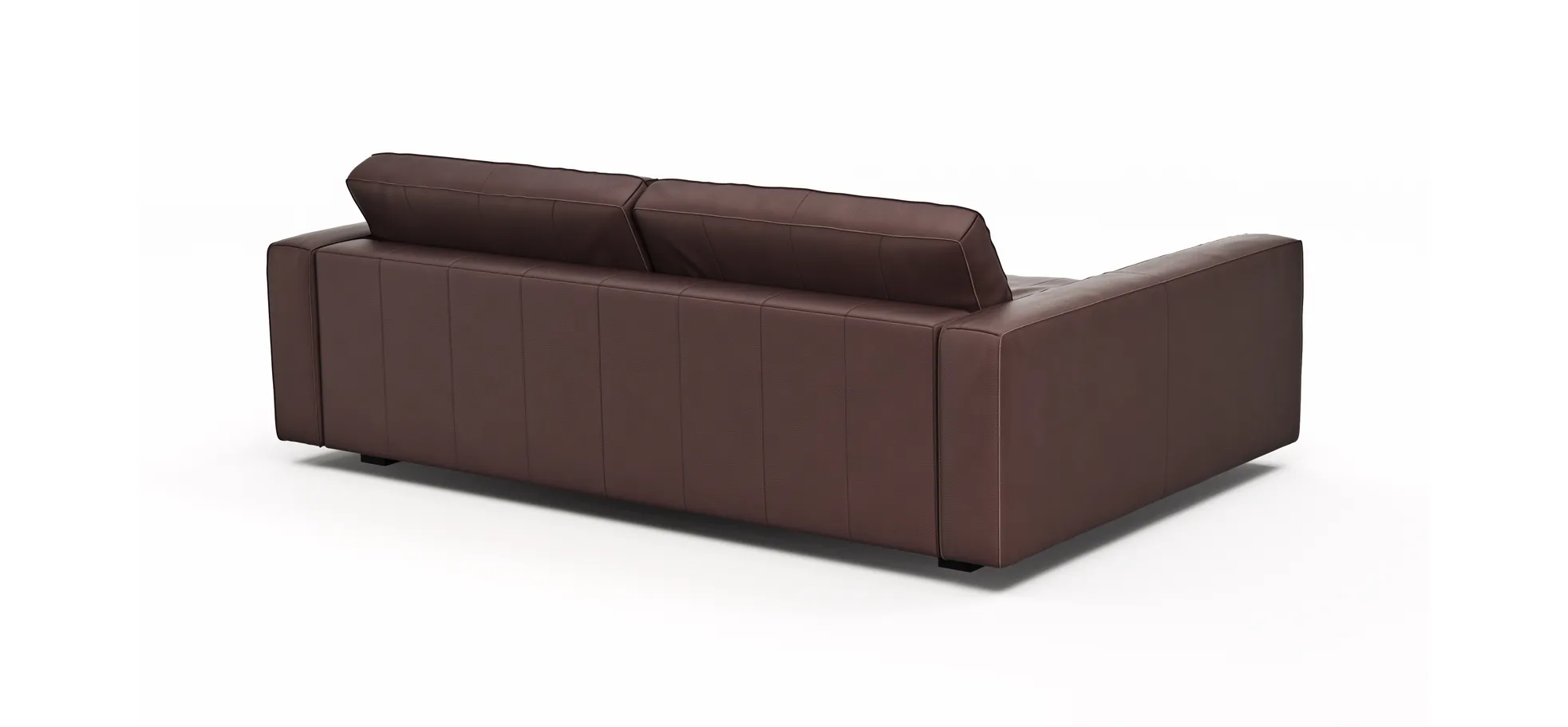 Sofa Aprino 2 - 3,5-Sitzer XXL, Dickleder, Dunkelbraun , Armlehne Block schmal