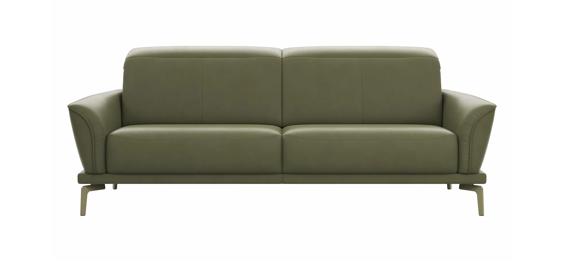 Sofa Amadena - 2,5-Sitzer inkl. Kopfteil verstellbar, Leder, Olive 145977