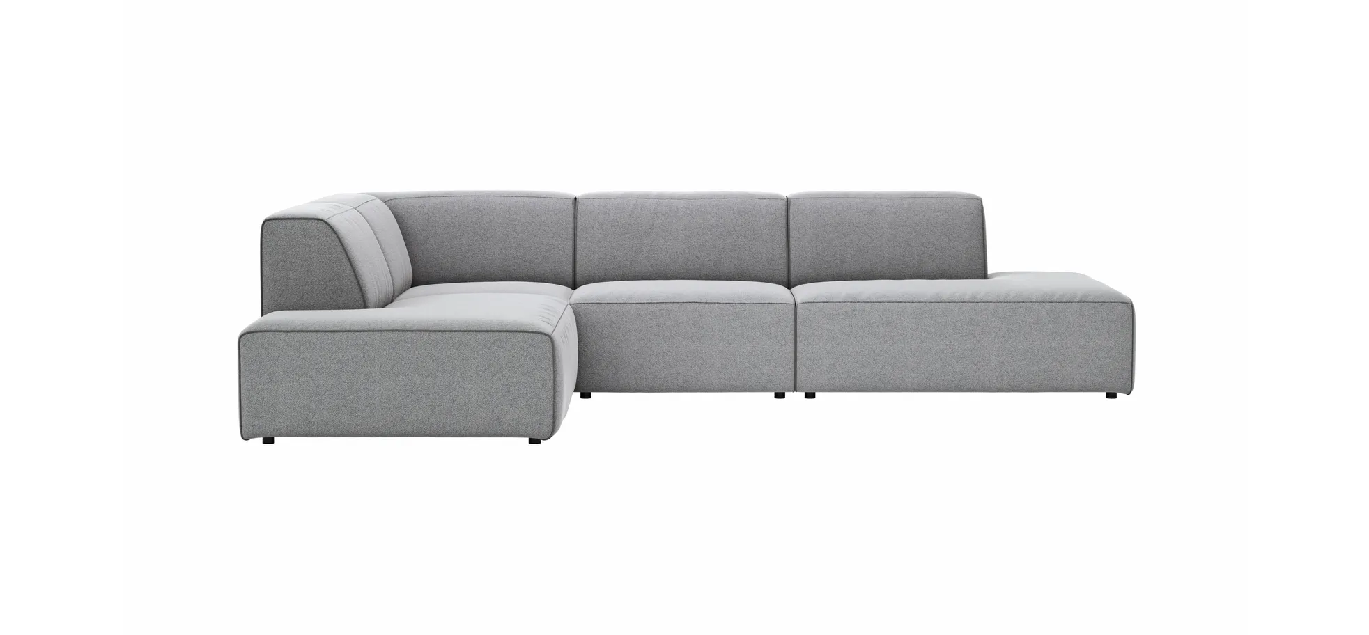 Ecksofa Elementos - Ecke links mit 1-Sitzer und Abschlusselement, Stoff, Grau 137988