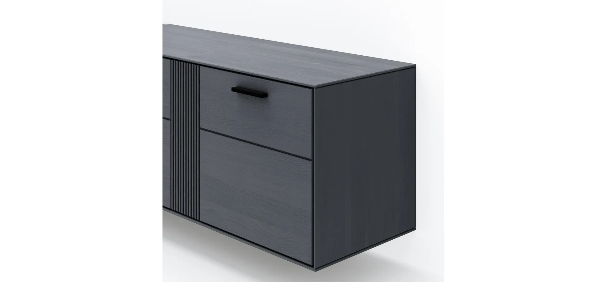 Lowboard Estana - Eiche massiv, Anthrazit 