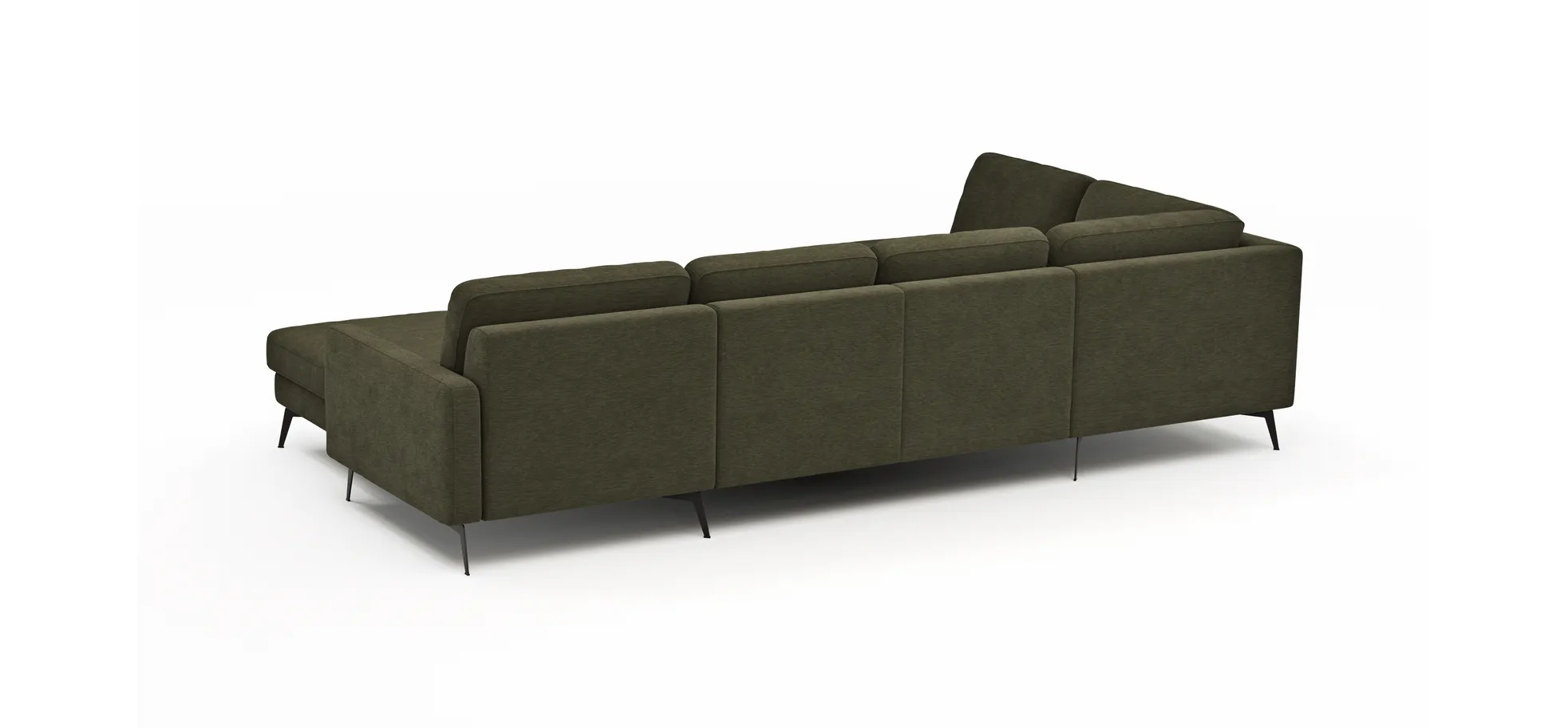 Wohnlandschaft Enna - Ecke links, 2,5-Sitzer, Longchair rechts, Stoff,  Olive
