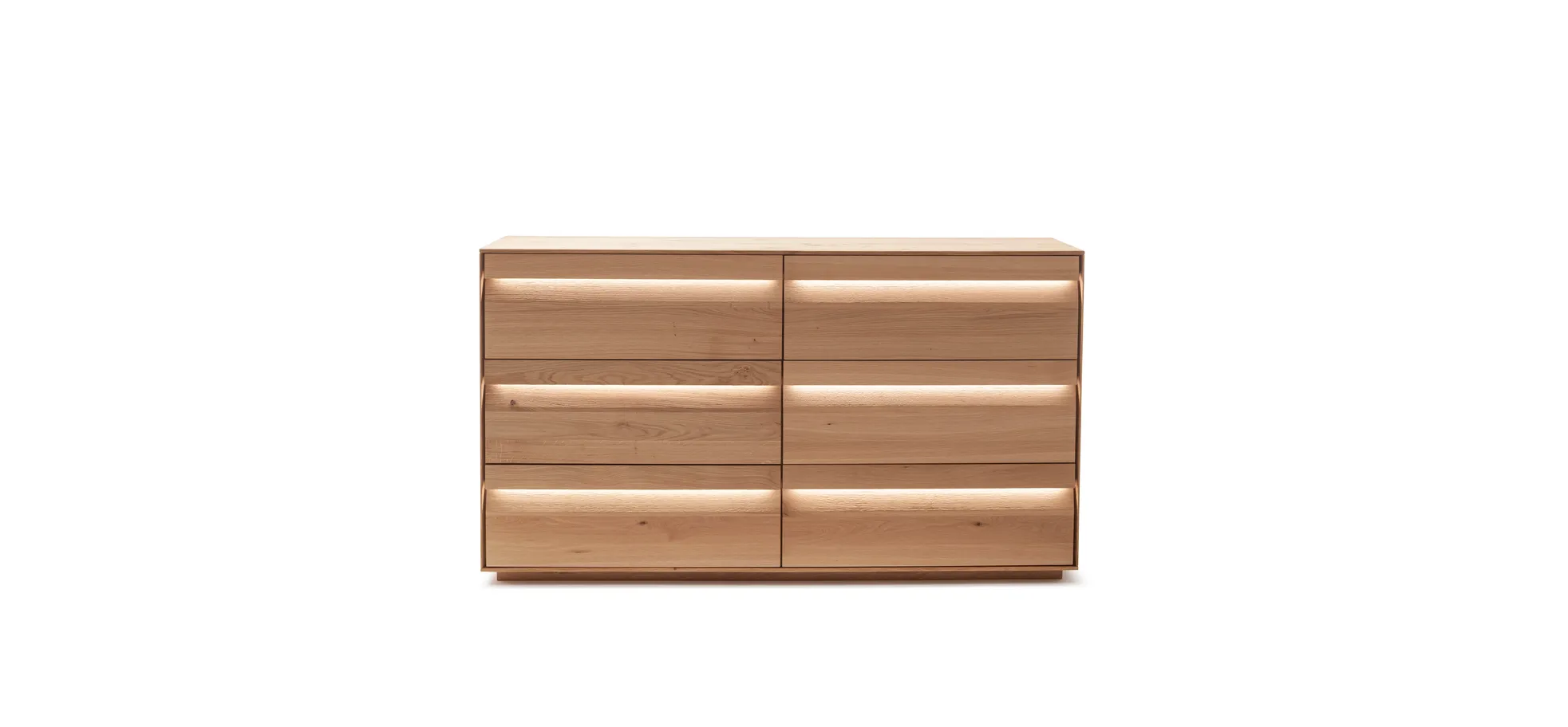 Sideboard Due Viso - inkl. Beleuchtung, BHT ca. 183x103x45 cm, Wildeiche Roheffekt, geölt