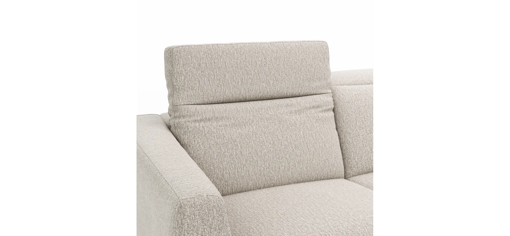 Ecksofa Rafaela 2.0 - 2,5-Sitzer mit Longchair rechts inkl. Kopfteilverstellung, Stoff, Champagner