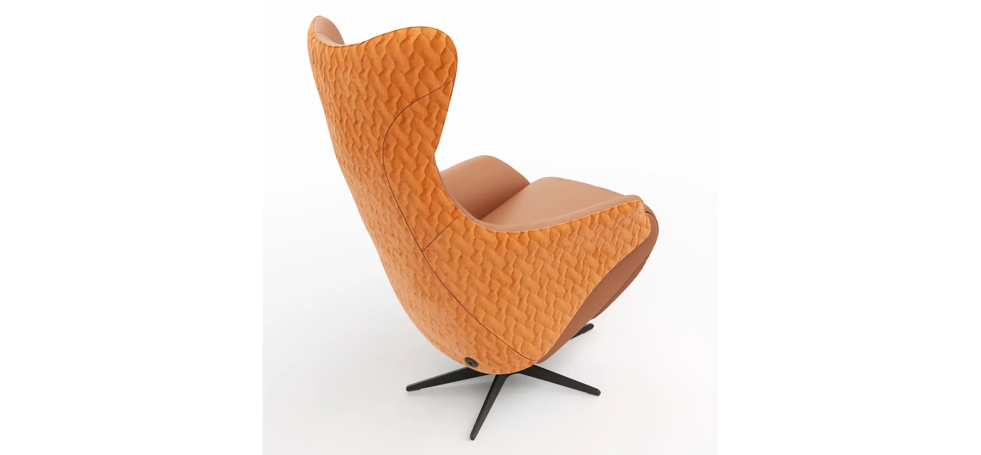 Relaxsessel Follina - Relaxfunktion (motorisch), Leder, Stoff, Cognac