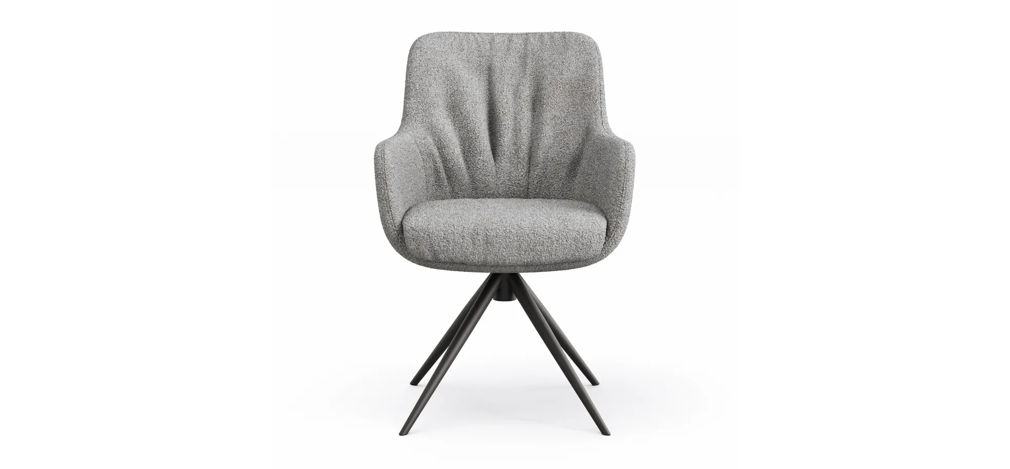Armlehnstuhl Mis Legere - Boucle, Grau, Stativ, Anthrazit