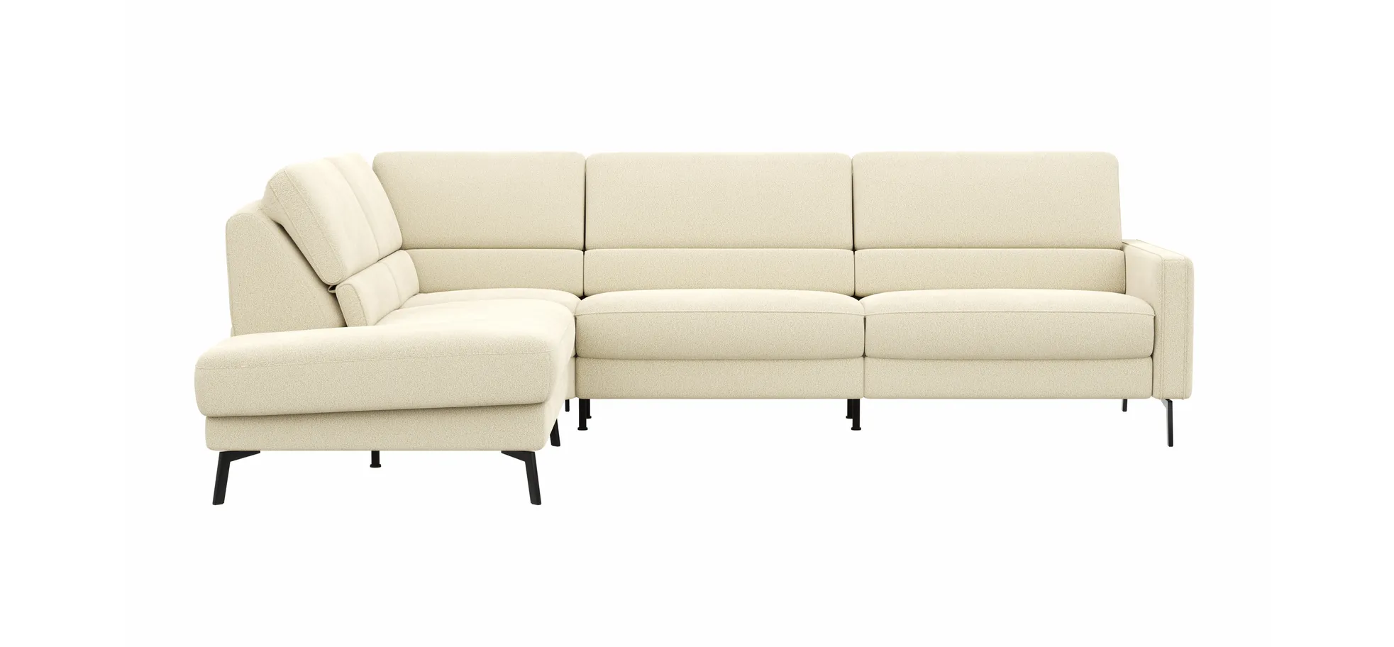 Ecksofa Valera - Ecke mit 3-Sitzer rechts inkl. Rückenlehne verstellbar, Stoff, Natur 202579