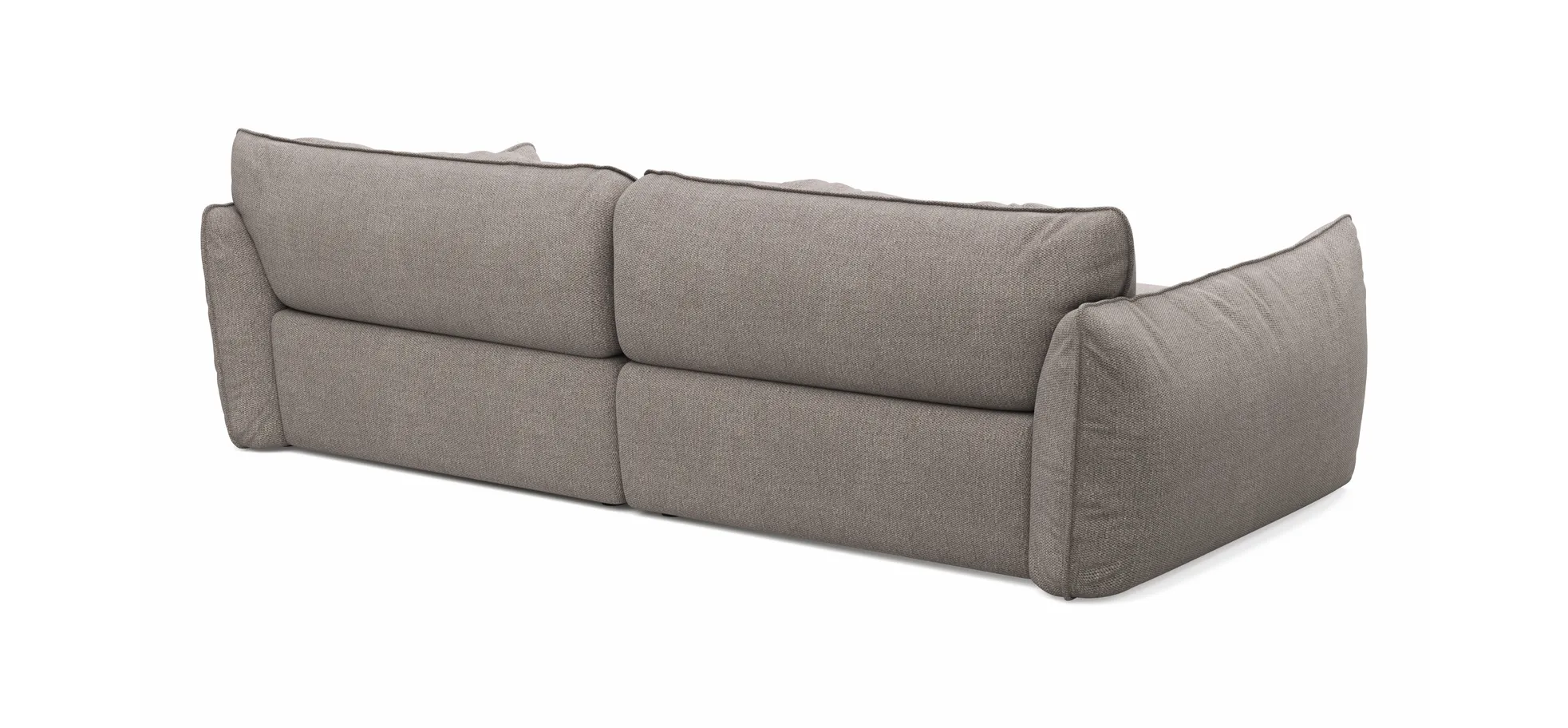 Ecksofa Fluffy - 2,5-Sitzer mit Longchair rechts inkl. Rückenlehne verstellbar, Stoff, Taupe
