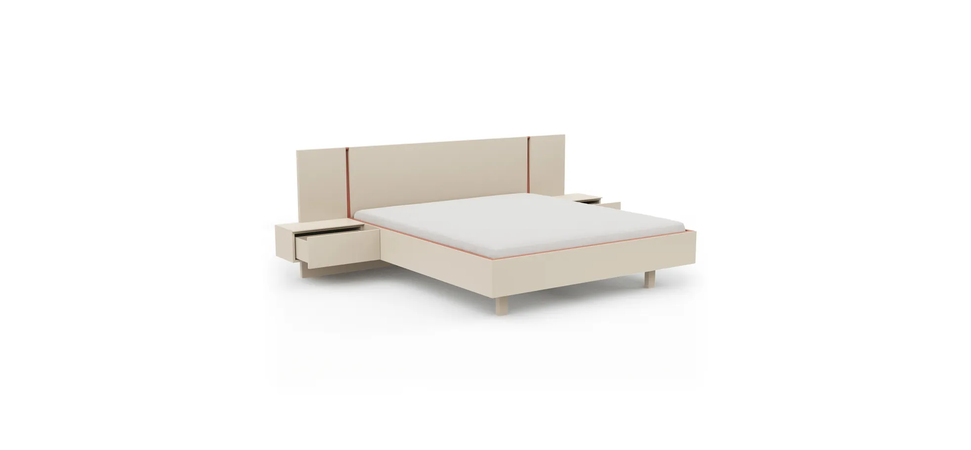 Bettanlage Matera - Lack, Creme, Absetzung, Pfirsich
