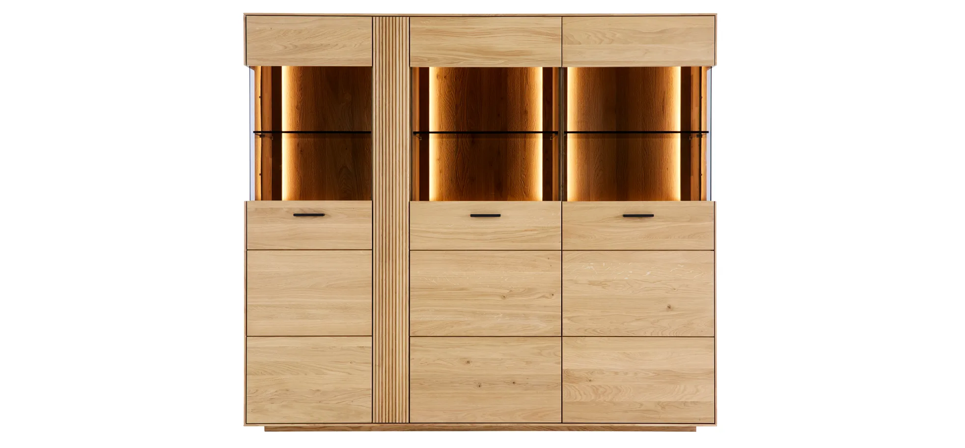 Highboard Estana - inkl. Beleuchtung, Eiche massiv, legno