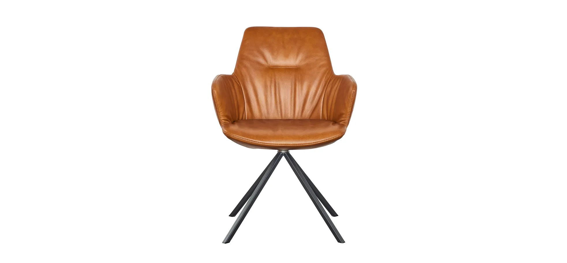 Armlehnstuhl Pegara - Leder, Cognac
