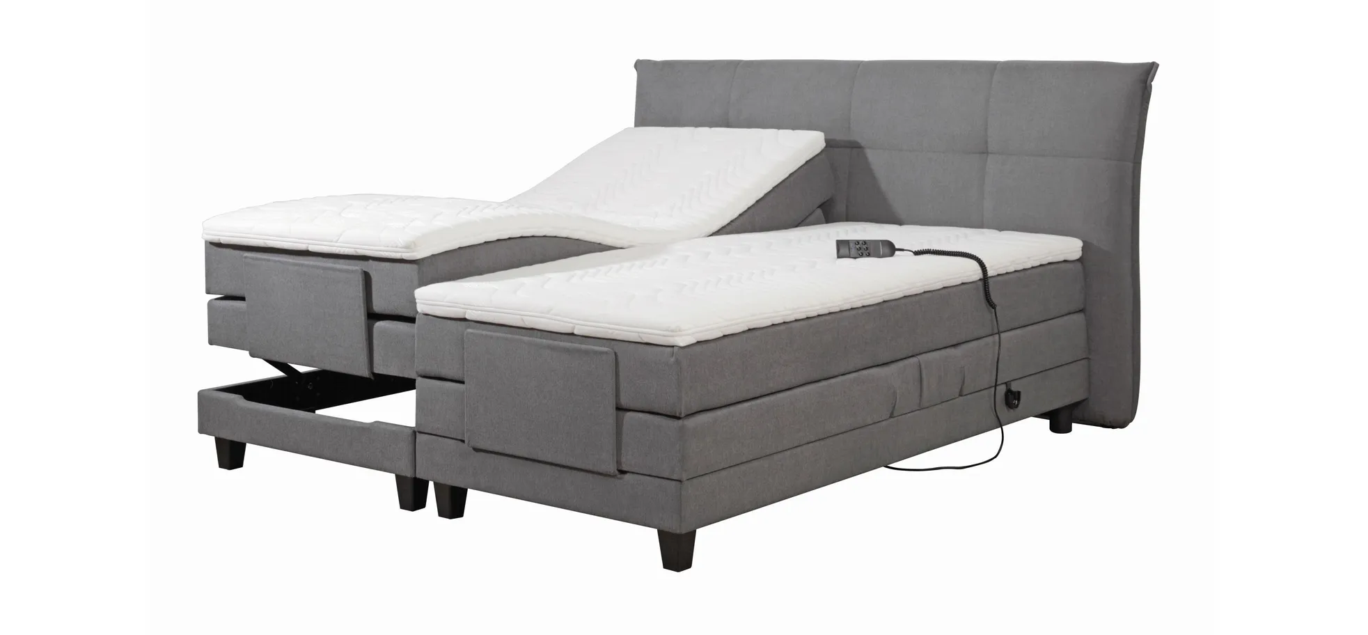 Boxspringbett - Liegefläche ca. 180x200 cm, motorische Verstellung, Stoff, Anthrazit