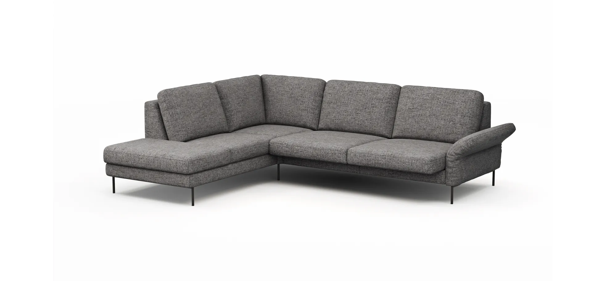 Ecksofa  Enna - Ecke links, 3-Sitzer, Sitzvorzug (motorisch), Stoff, Graphit