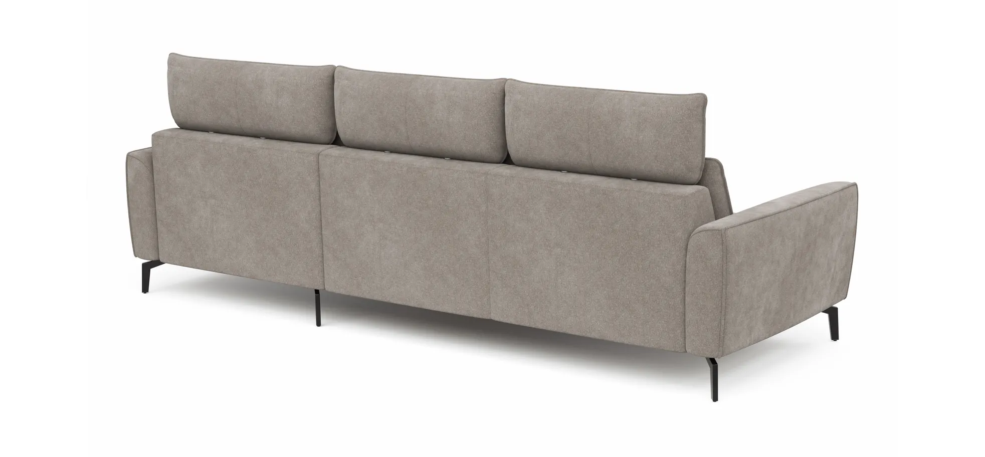Ecksofa Avela - 2,5-Sitzer mit Longchair rechts inkl. Kopfteile verstellbar, Stoff, Bisquit