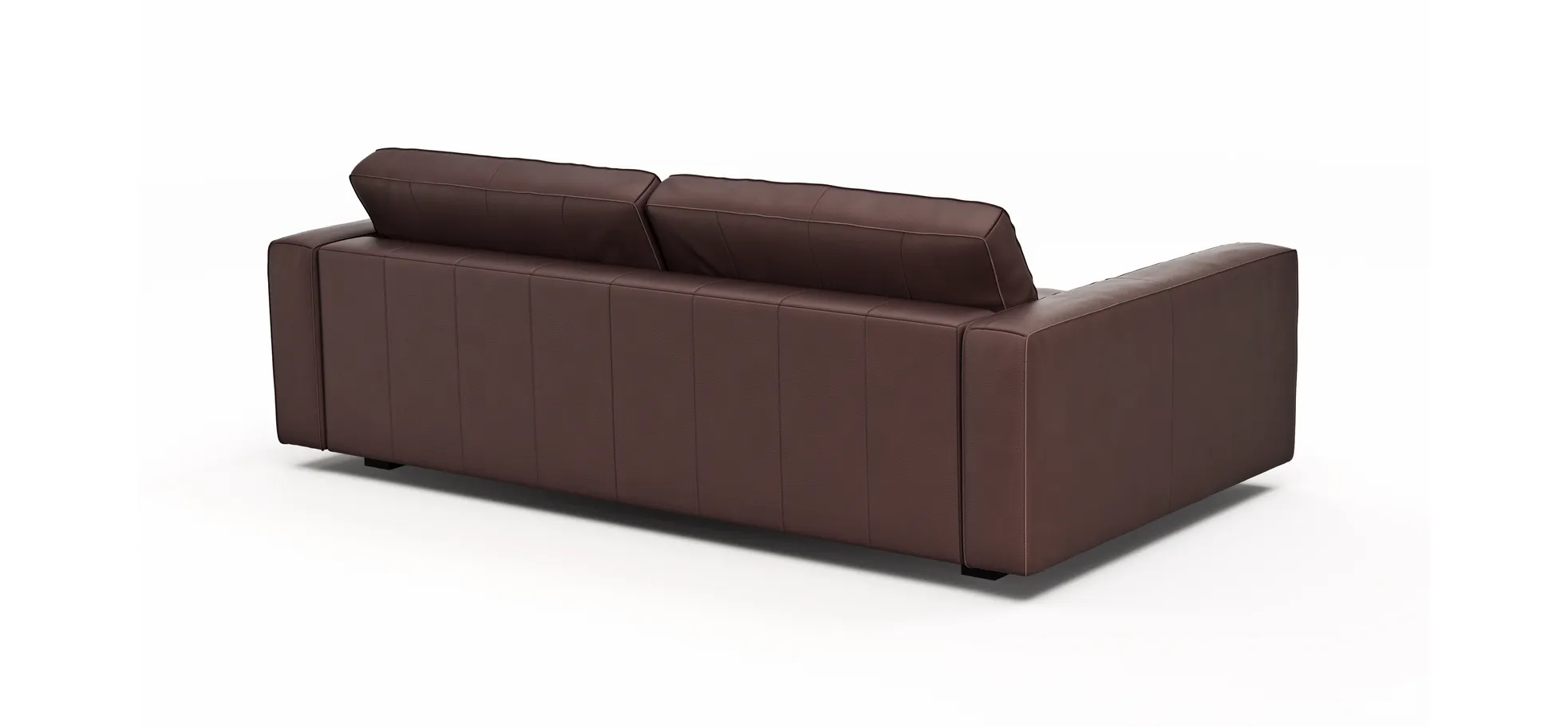 Sofa Aprino 2 - 3,5-Sitzer XL, Dickleder, Dunkelbraun, Armlehne Block schmal