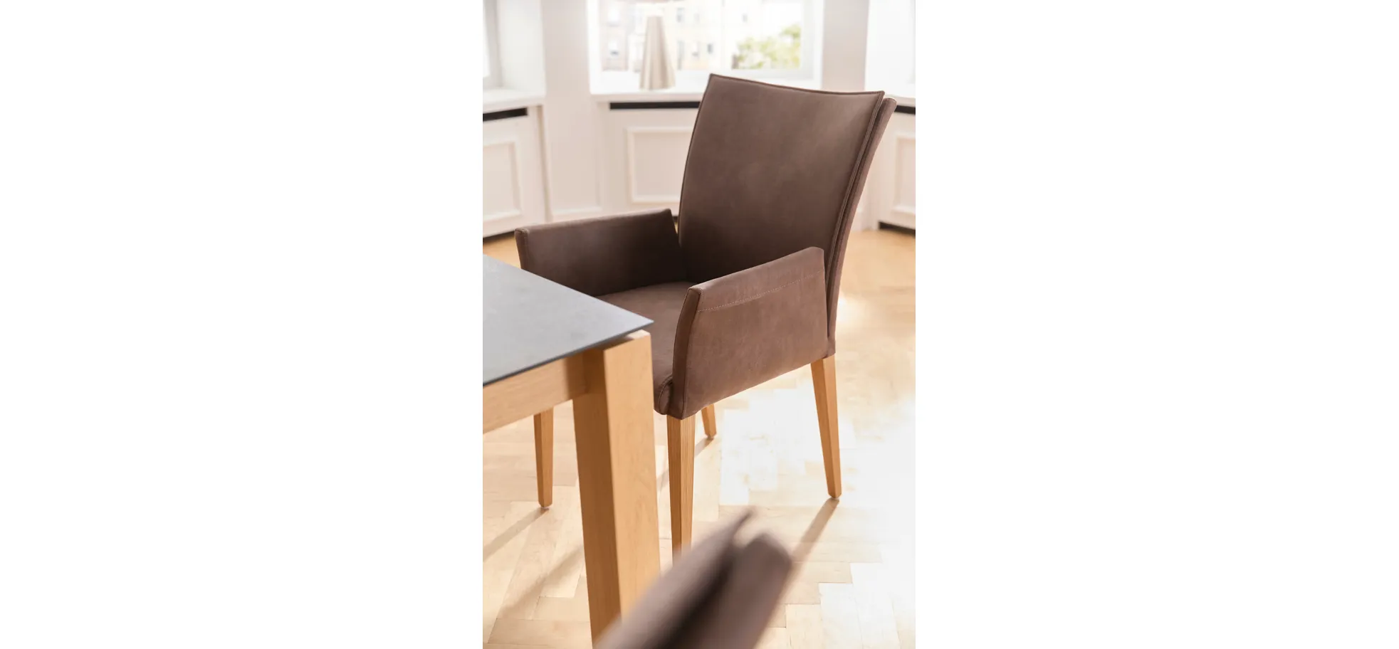 Armlehnstuhl Florea - Stoff, Dunkelbraun