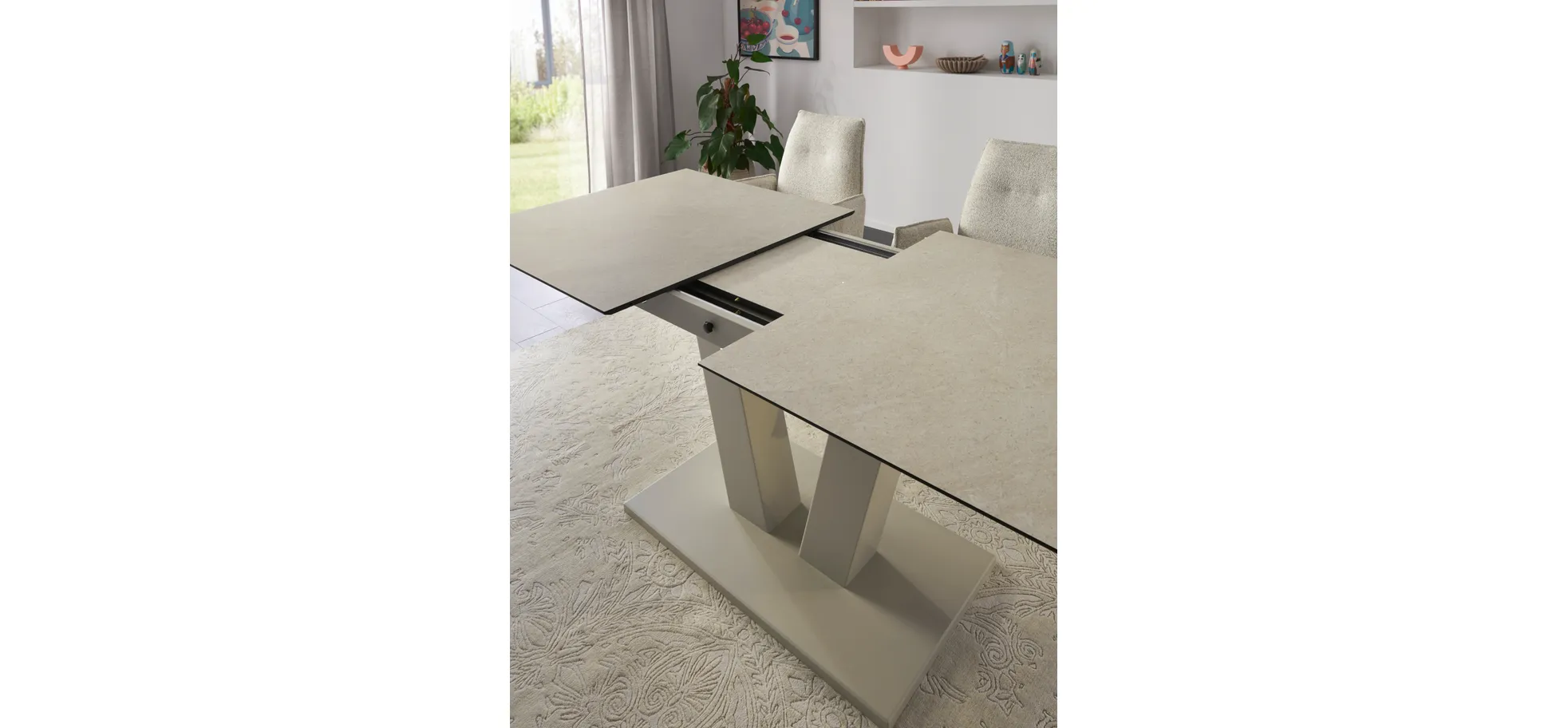 Esstisch Dinner - ausziehbar, LB ca. 160x 90 cm, HPL, Sand