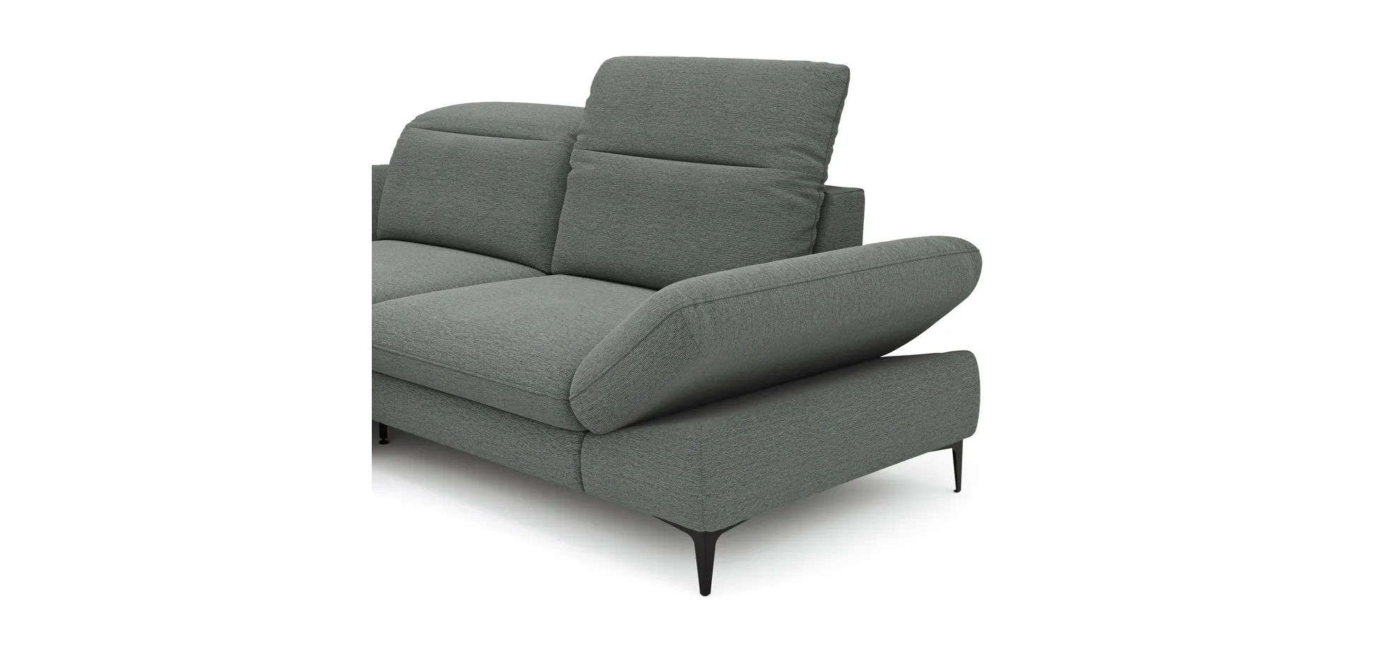 Ecksofa Alegria - Longchair links mit 1,5-Sitzer inkl. Kopfteil/ Armlehne/ Sitztiefe verstellbar, Stoff, Eisblau