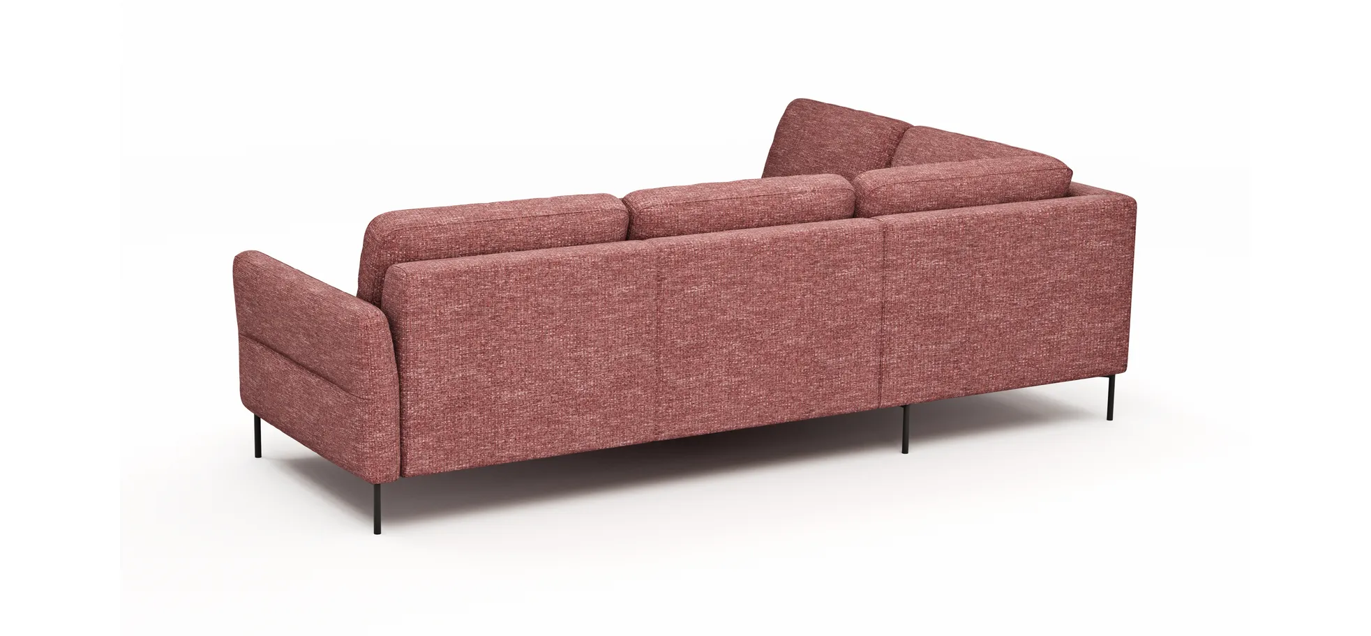 Ecksofa  Enna - Ecke links mit 3-Sitzer inklusive Sitzvorzug (motorisch), Stoff, Koralle