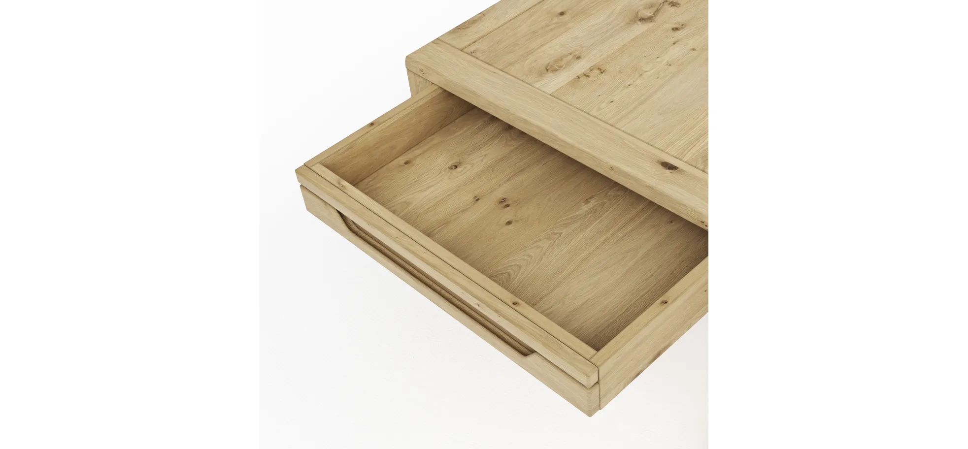 Couchtisch Amora - LBH ca. 80x80x45 cm, Wildeiche massiv bianco