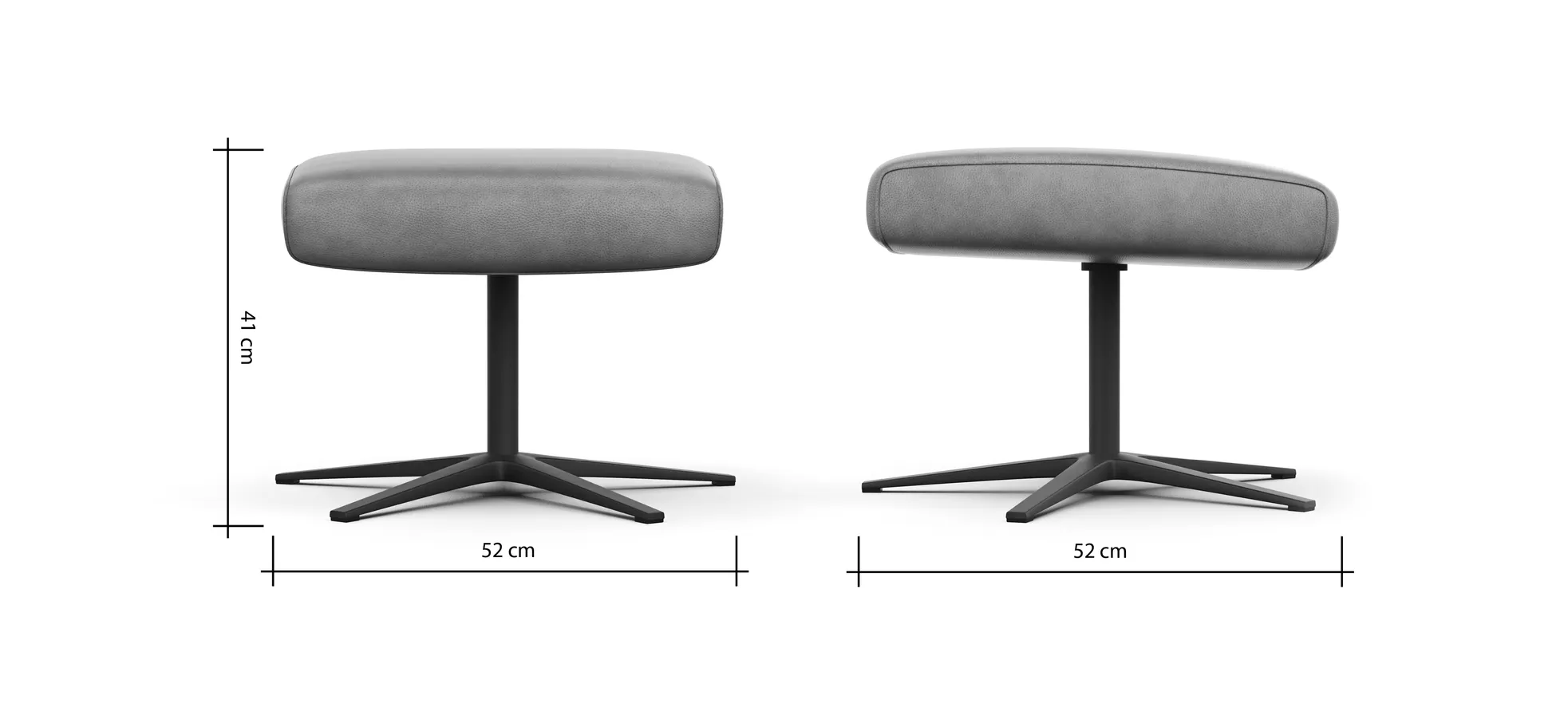 Hocker Noto Relax II - Leder, Eisengrau