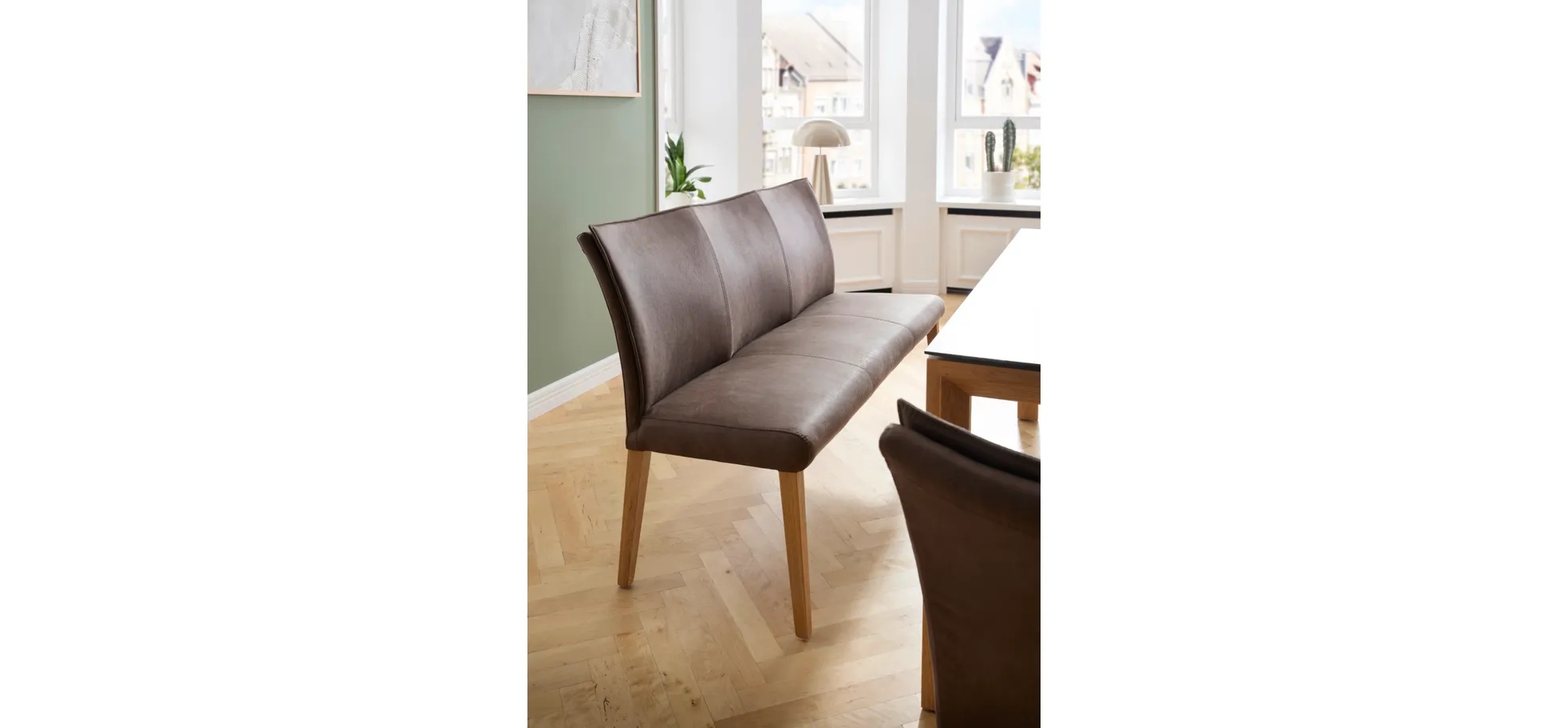 Polsterbank Florea - Breite ca. 155 cm, Stoff, Dunkelbraun