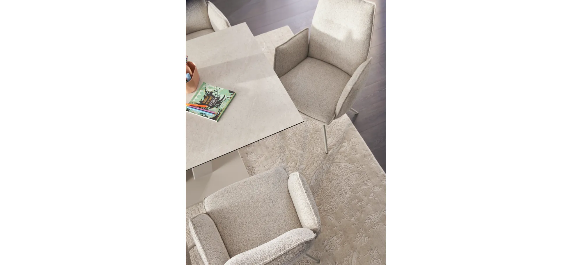 Armlehnstuhl Dinner - drehbar, Stoff, Champagner