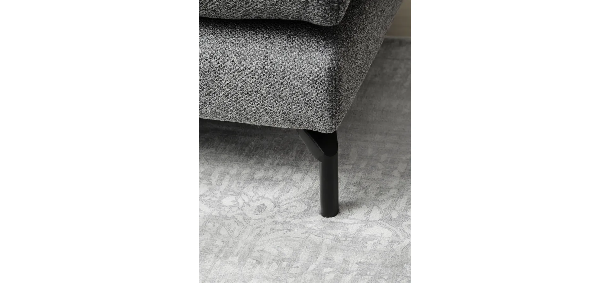 Ecksofa Cuneo Klassik - Longchair links, 2-Sitzer, Stoff, Hellgrau