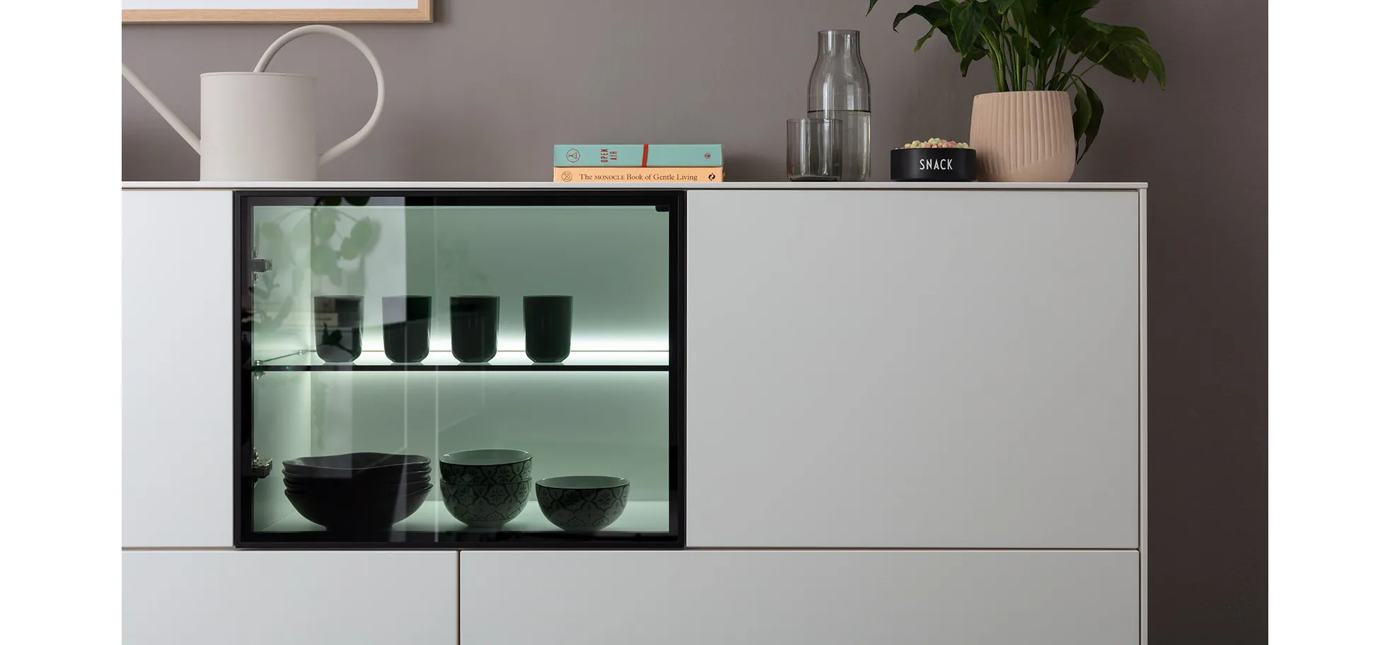 Sideboard Medio - inkl. Beleuchtung, Lack, Weiß