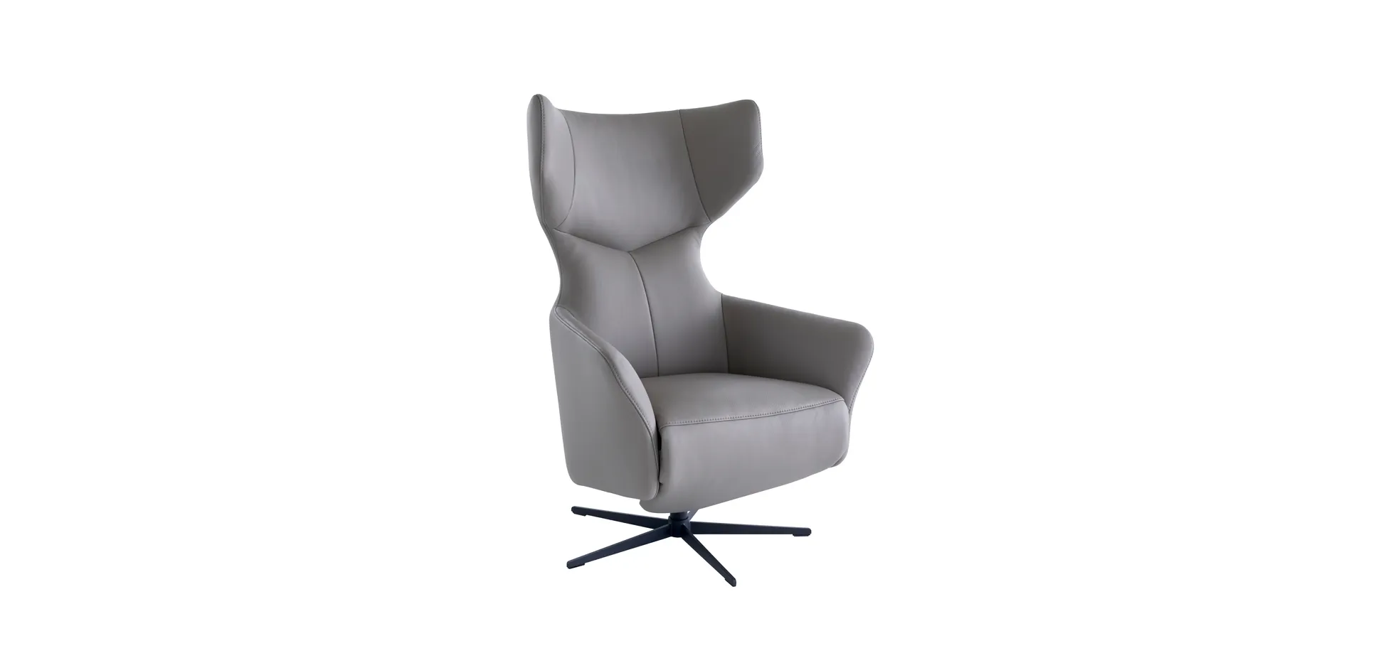 Sessel Noto Relax II - Rückenlehne und Fußteil verstellbar (motorisch), Leder, Grau 3027814