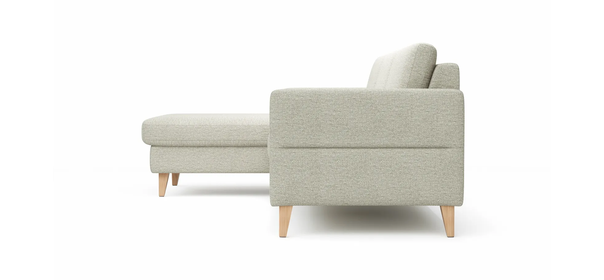 Ecksofa Arima - Longchair links mit 2,5-Sitzer, Stoff, Creme