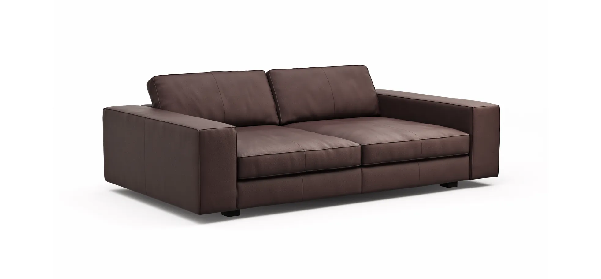 Sofa Aprino 1 - 3,5-Sitzer XXL, Dickleder, Dunkelbraun, Armlehne Block breit